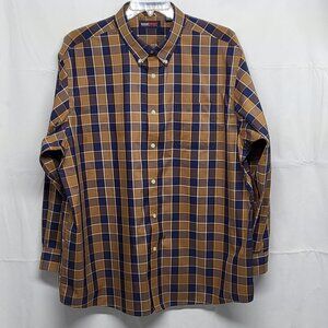 Roundtree & Yorke Travelsmart Shirt Button Down Mens XXL Long Sleeve Windowpane